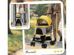 Online Transportín plegable 2 en 1 para perros con cojín, 4 ruedas y ventana de malla, de acero y Oxford, (82 x 49,5 x 98 cm) Transportín De Paseo Para Animales