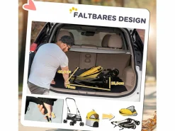 Online Transportín plegable 2 en 1 para perros con cojín, 4 ruedas y ventana de malla, de acero y Oxford, (82 x 49,5 x 98 cm) Transportín De Paseo Para Animales