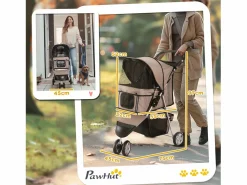 Hot Transportín plegable para perros y gatos, diseño práctico, tela Oxford resistente, color café (75 x 45 x 97 cm) Transportín De Paseo Para Animales