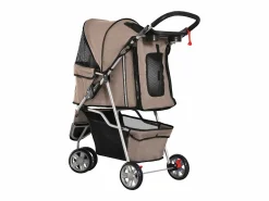 Hot Transportín plegable para perros y gatos, diseño práctico, tela Oxford resistente, color café (75 x 45 x 97 cm) Transportín De Paseo Para Animales