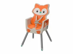 Outlet Trona evolutiva Infantino 4-en-1 diseño zorro, asiento acolchado, respaldo reclinable, elevador y silla infantil Naranja / Blanco