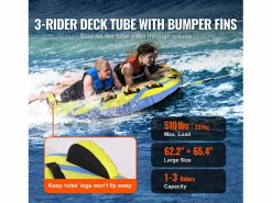 Tubo Remolcable SucceBuy para 1 a 3 Pasajeros, Inflable, 231 kg, Cubierta de Nylon, Asas de EVA Deportes Náuticos