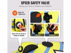 Tubo Remolcable SucceBuy para 1 a 3 Pasajeros, Inflable, 231 kg, Cubierta de Nylon, Asas de EVA Deportes Náuticos