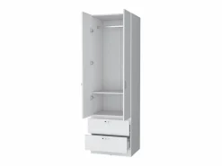 Discount TuHome Armario alto Mayer en melamina con dos puertas y dos cajones, Blanco