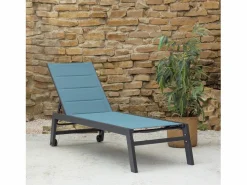Happy Garden Tumbona BARBADOS de textileno gris- aluminio antracita Azul