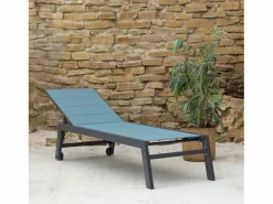 Happy Garden Tumbona BARBADOS de textileno gris- aluminio antracita Azul