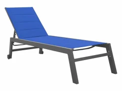 Outlet Happy Garden Tumbona BARBADOS de textileno aluminio antracita Azul oscuro