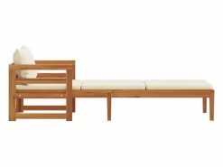 vidaxl Tumbona con cojines crema madera maciza de acacia