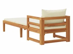 vidaxl Tumbona con cojines crema madera maciza de acacia