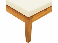 vidaxl Tumbona con cojines crema madera maciza de acacia