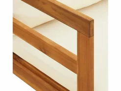 vidaxl Tumbona con cojines crema madera maciza de acacia