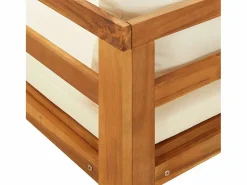 vidaxl Tumbona con cojines crema madera maciza de acacia