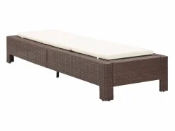 New vidaxl Tumbona con cojín de ratán sintético marrón Marru00f3n