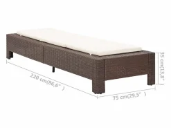 New vidaxl Tumbona con cojín de ratán sintético marrón Marru00f3n