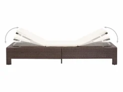 New vidaxl Tumbona con cojín de ratán sintético marrón Marru00f3n