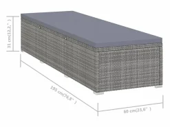 Sale vidaxl Tumbona con cojín y mesita de ratán sintético Gris