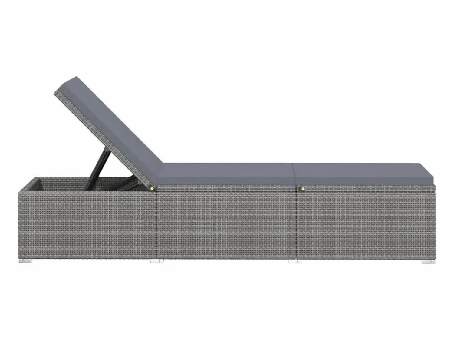Sale vidaxl Tumbona con cojín y mesita de ratán sintético Gris