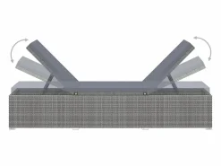 Sale vidaxl Tumbona con cojín y mesita de ratán sintético Gris