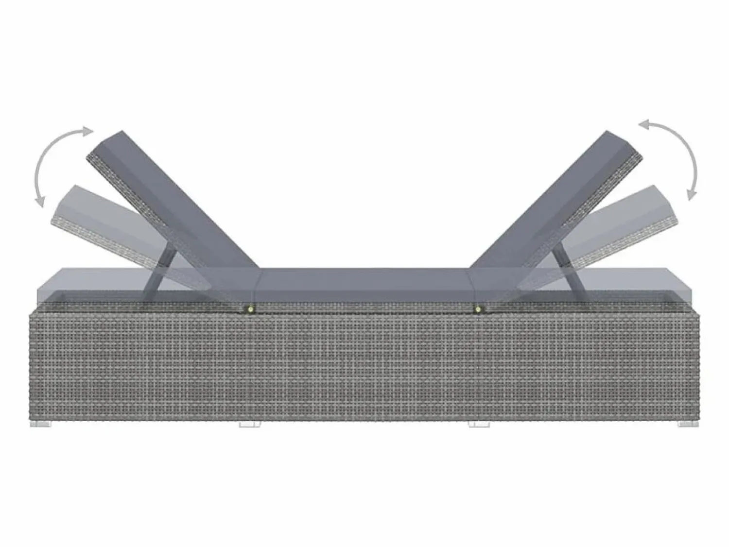 Sale vidaxl Tumbona con cojín y mesita de ratán sintético Gris
