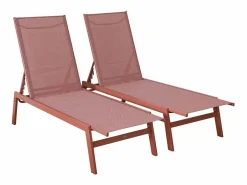 Tumbona de acero multi posiciones, set de 2 terracotta Tumbona