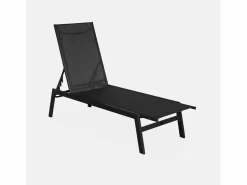 New Sweeek Tumbona de acero multi posiciones, set de 2 Negro