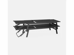 New Sweeek Tumbona de acero multi posiciones, set de 2 Negro