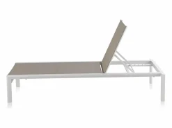 Tumbona de aluminio blanco con tejido plastificado color
