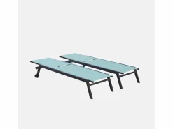 Tumbona de aluminio de multiposición con ruedas, set de 2 antracita Tumbona