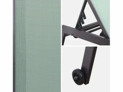 Tumbona de aluminio de multiposición con ruedas, set de 2 antracita Tumbona