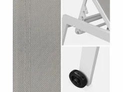 Sale Sweeek Tumbona de aluminio de multiposición con ruedas, set de 2 blanco Topo