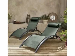Sweeek Tumbona de aluminio textileno, set de 2 antracita
