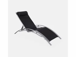 Sale Sweeek Tumbona de aluminio textileno, set de 2 Gris