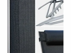 Sale Sweeek Tumbona de aluminio textileno, set de 2 Gris