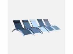 Sale Sweeek Tumbona de aluminio textileno, set de 2 Gris