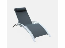 New Tumbona de aluminio textileno, set de 2 Tumbona