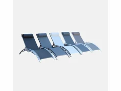 New Tumbona de aluminio textileno, set de 2 Tumbona