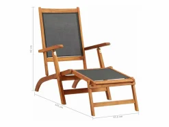 Hot vidaxl Tumbona de exterior de mandera maciza acacia y textileno Color natural claro