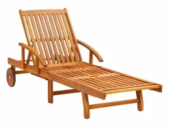 Tumbona de jardín con cojín madera maciza de acacia ES313447 Rojo