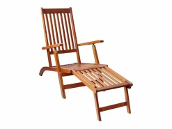 vidaxl Tumbona de jardín con reposapiés y cojín madera maciza acacia