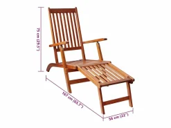 vidaxl Tumbona de jardín con reposapiés y cojín madera maciza acacia