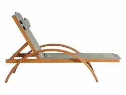 Concept-Usine Tumbona de madera y textileno blanco NAARI