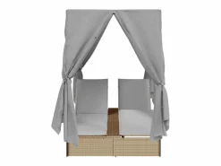 Clearance vidaxl Tumbona doble Ajustable Gris 205 x 129 x 200 cm ratán sintético Beige