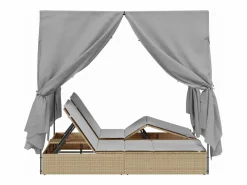 Clearance vidaxl Tumbona doble Ajustable Gris 205 x 129 x 200 cm ratán sintético Beige
