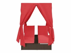 vidaxl Tumbona doble Ajustable Rojo 205 x 129 x 200 cm ratán sintético