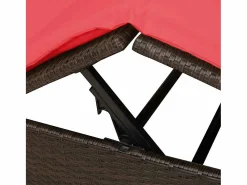 vidaxl Tumbona doble Ajustable Rojo 205 x 129 x 200 cm ratán sintético
