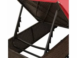 vidaxl Tumbona doble Ajustable Rojo 205 x 129 x 200 cm ratán sintético