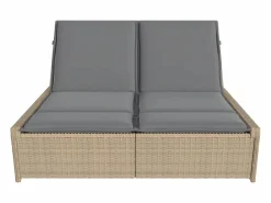 Hot Tumbona doble con cojines ratán sintético ES895372 Beige