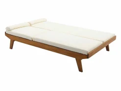 Tumbona doble con respaldo multiposición blanca y madera maciza 127 cm CARACAS Tumbona