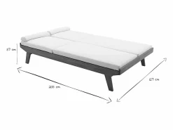 Tumbona doble con respaldo multiposición blanca y madera maciza 127 cm CARACAS Tumbona
