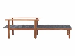 vidaxl Tumbona madera maciza de acacia y ratán sintético